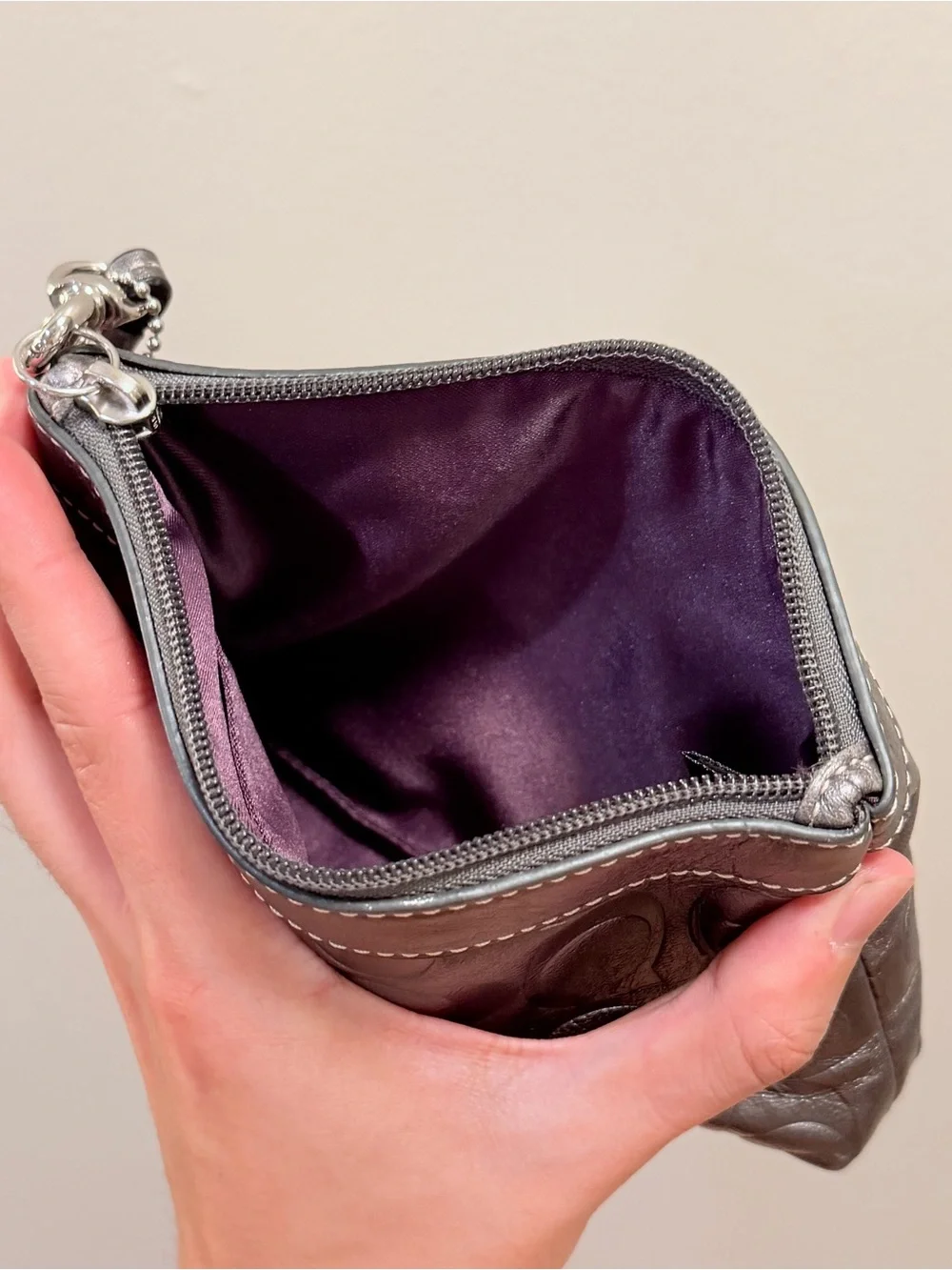 Coach Vintage Metallic Embossed Leather Wristlet